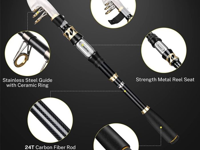Telescopic Fishing Rod and Spinning Reel Combo Set with Fishing Line, Fishing Lures Kit & Accessories and Carrier Bag for Saltwater Freshwater (FREE POSTAGE)