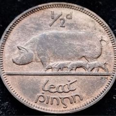 [#588] - Ireland 1928 | Irish 1/2d | Irish Half Penny | Sow | KM.2 | UNC