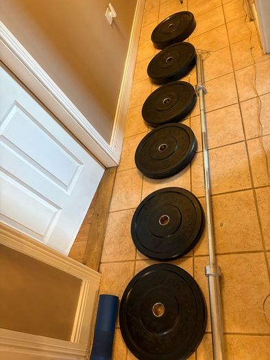 120kg Olympic Bumper Weight Plates Set (100kg + 20kg Barbell)