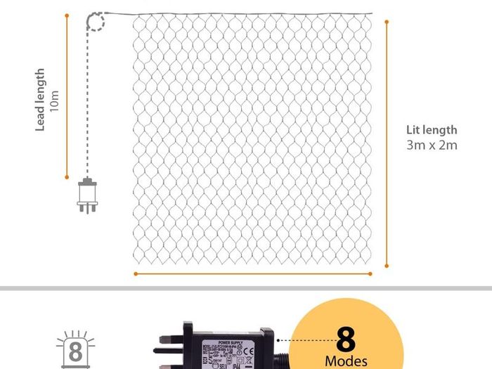 Christmas Lights 320 LED 3 x 2m Fairy Net Lights Indoor Outdoor Tree Lights String Lights Outside Lights with Timer for Xmas Garden Window Party Multicoloured Decorations | Mains Powered