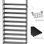 Metal Shoe Rack, 10 Tier Shoe Storage Organizer with Hooks,Fit 40-45Pairs Shoes,Metal Tall Shoe Shelf for Closet,Entryway,Garage,Bedroom,Cloakroom Image 2