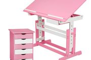 Adjustable Height Children's Desk with Roll Containers Desk Tilt