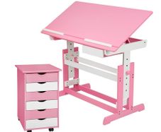 Adjustable Height Children's Desk with Roll Containers Desk Tilt