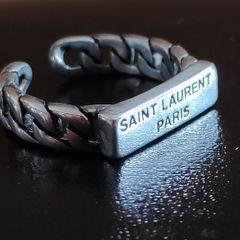 Sterling silver Saint Laurent Paris nameplate  chain-link ring