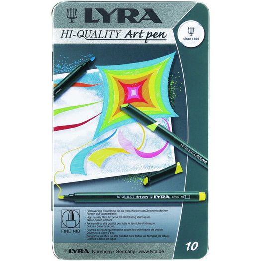 Lyra High Quality Art Pens (10 in a Metal Box) SALE 30% OFF