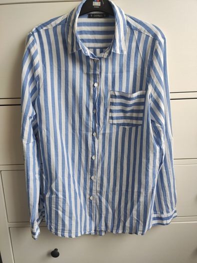 Dunnes Stores Blue and White Striped Long Sleeve Shirt Size M