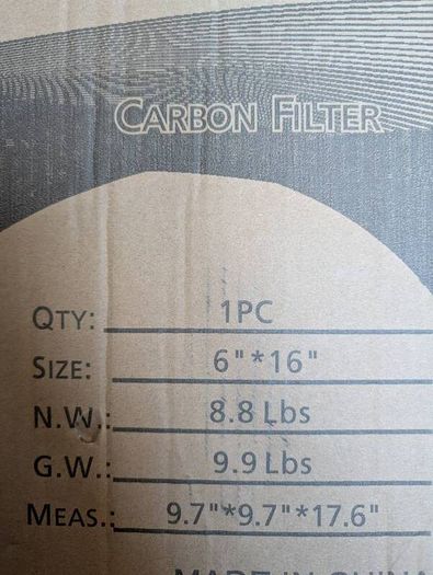 Hydrowe carbon filter 6"