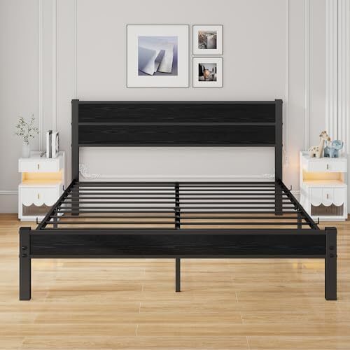 King Size Bed Frame with Wooden Headboard Bed Frames