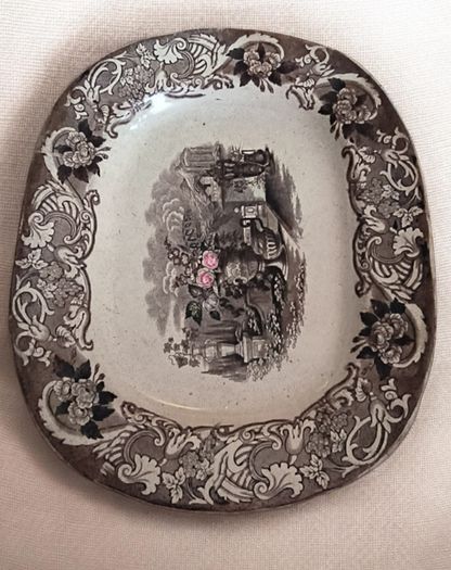 Collection of Antique Victorian and Art Deco English Serving Platters Staffordshire
