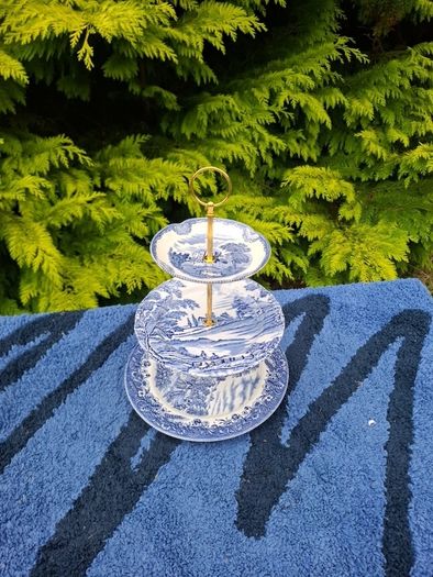 Blue hand drill cake stand  postage possible