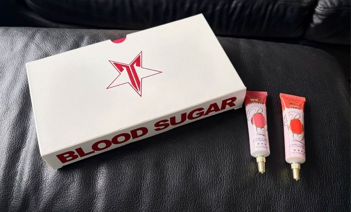 Jeffree Star Blood Sugar Eyeshadow Palette + 2 P. Louise Bases Bundle Red Limited Makeup Set