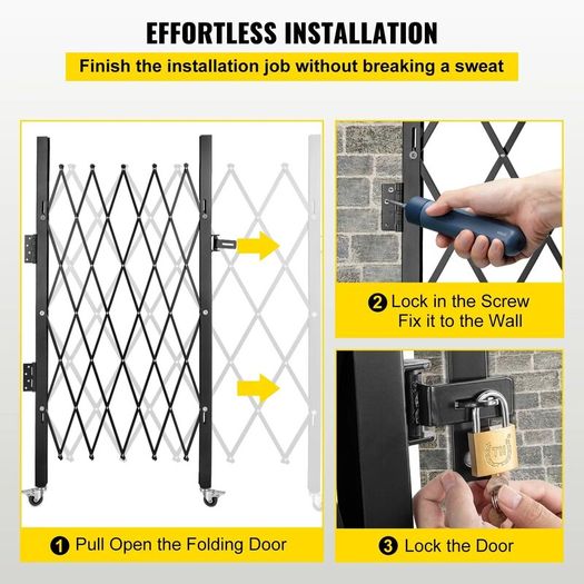 Single Folding Security Gate Steel Accordion Security Gate, Flexible Expanding Security Gate, 360 Rolling Barricade Gate, Scissor Gate or Door with Padlock