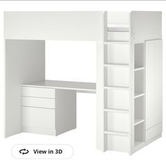 Ikea Loft Bed, Mattress, Desk, Wardrobe.