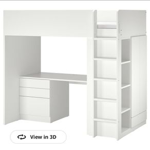 Ikea Loft Bed, Mattress, Desk, Wardrobe.