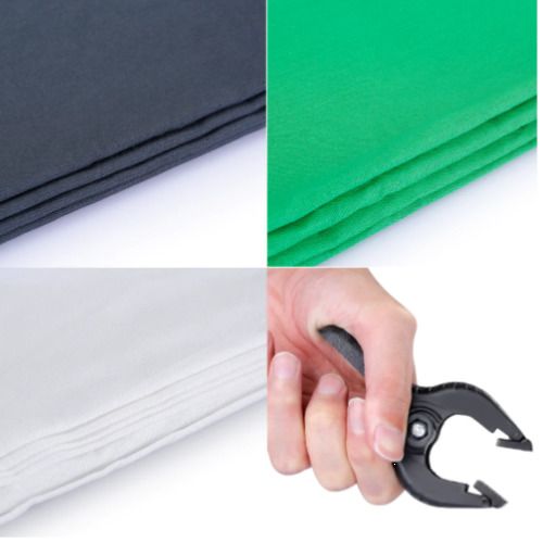 44335 2 x 3m Stand + 1.8x2.8m Muslin Black, White, Green Background