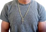 Adorato Jewelry 24k Gold Cross Figaro 22 inch chain