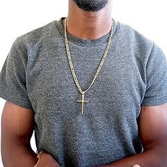 Adorato Jewelry 24k Gold Cross Figaro 22 inch chain