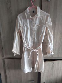 H&m tie belt cotton shirt dress size xxs