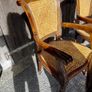 Antique French set of 2 Solid Walnut Louis XVI Armchairs cane work on seat and backrest Image 3