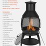 22 Inch Chiminea Outdoor Iron Fireplace with Grill Mesh & Chimney Coat Image 7