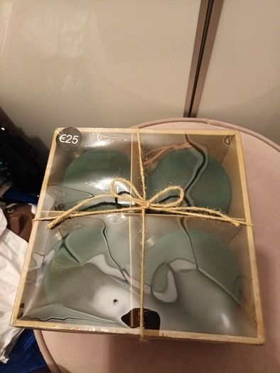 Luxury Green flock christmas baubles