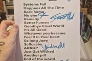 Cold Band Signed Setlist