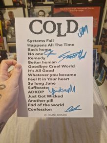 Cold Band Signed Setlist