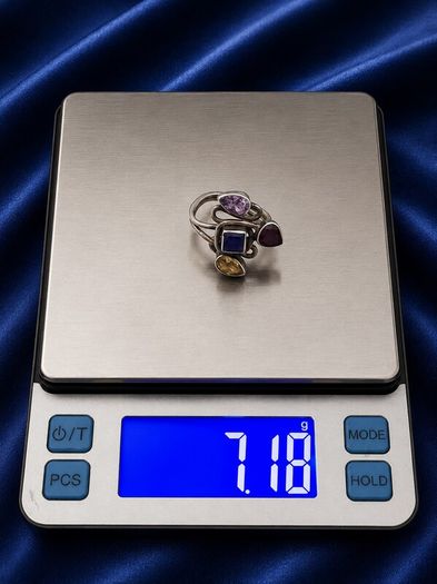 Vintage 925 Sterling Silver Multi-Gemstone Ring