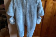Beautiful blue hooded snowsuit
