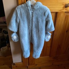 Beautiful blue hooded snowsuit