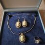 Matching Cameo Set of Cameo Necklace and Earrings + Ring. Image 3