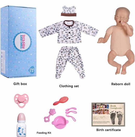 Reborn Dolls, 17 inch Handmade Realistic Reborn Babies Soft Vinyl Body with Feeding Kit, Reborn Baby Doll (DIFFERENT OPTIONS AVAILABLE, SEE PHOTOS)