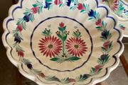 Vintage French Quimper Faience Traditional Scalloped Salad Bowl