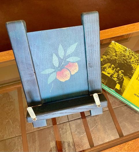 Rustic Teal Blue Wooden Cookbook Stand Folding Recipe Book Holder Tablet iPad Easel