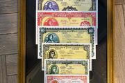 Framed replica Lady Lavery Bank notes collection
