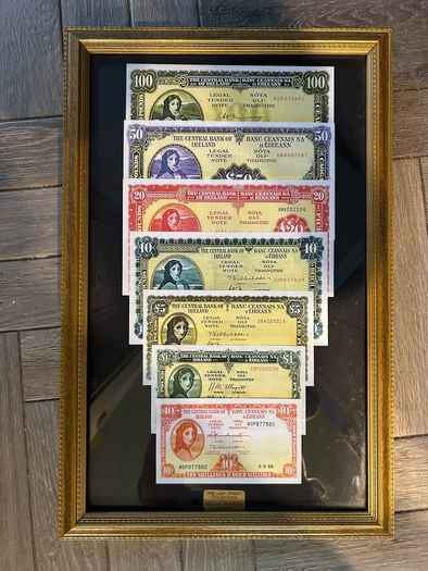 Framed replica Lady Lavery Bank notes collection