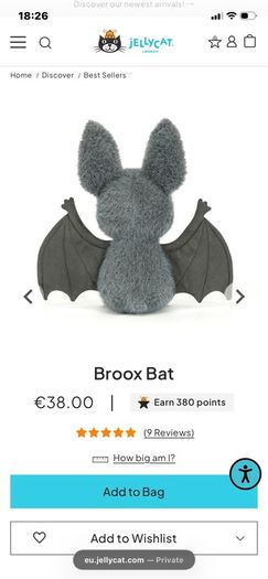 New Jellycat Halloween Collection Broox Bat