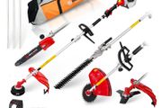 BU-KO Petrol Long Reach Multifunction Garden Tool Lawn Trimmer Hedge Shears Secateurs Brushcutter with 2.4mm Trimmer Line 3m Extension Pole Tool Bag