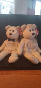 Collection of White & Grey Beanie Bears