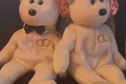 Collection of White &amp; Grey Beanie Bears