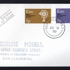 1970 Ireland European Conservation Year Commemorative Stamps Plain First Day Cover (FDC) with Dun Laoghaire cancel