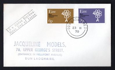 1970 Ireland European Conservation Year Commemorative Stamps Plain First Day Cover (FDC) with Dun Laoghaire cancel