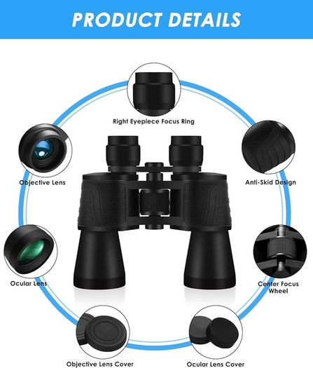 SALE | 10x50 High Power Binoculars for Adults - HD Professional Binoculars with Clear Vision, BAK4 Prism, FMC Lens - Waterproof Binoculars Telescope for Bird Watching Hunting Travel Football Games