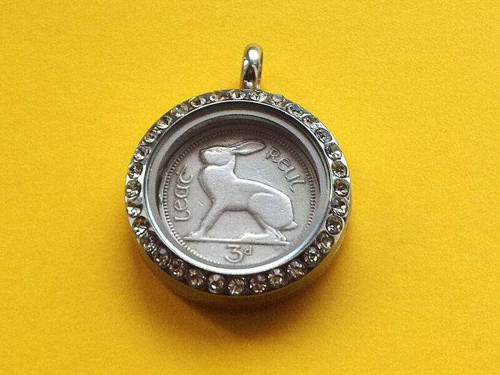 Irish 1942 Three Pence Coin Pendant Necklace