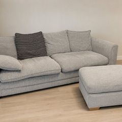 Large Grey Sofa with 2 Matching Footstools