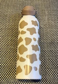 Brown and White Cow Print drinking Water Bottle Thermos Bottle Stainless Steel Vacuum Insulated Mouth Bottle with Wide Handle