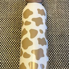 Brown and White Cow Print drinking Water Bottle Thermos Bottle Stainless Steel Vacuum Insulated Mouth Bottle with Wide Handle