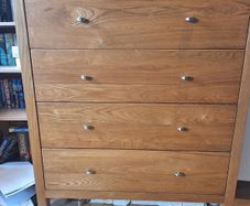 Solid oak chest of drawers and lockers