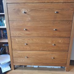 Solid oak chest of drawers and lockers