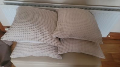 4x Large Cushions in a Cream Waffle Effect Material